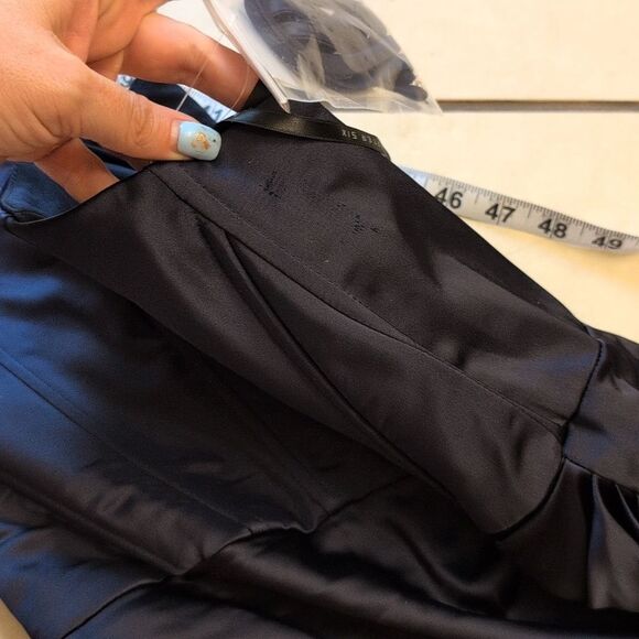 NWT After Six Corset Satin Maxi Dress  Draped Column Skirt Midnight Navy Size 8 - Picture 15 of 16